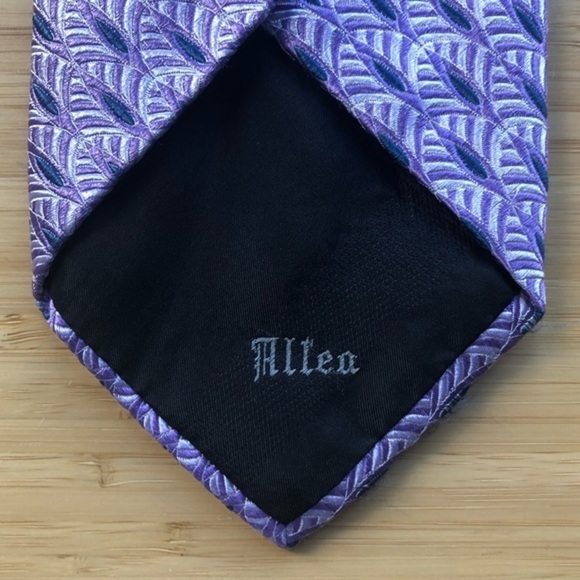 Altea Lavender Blue Geometric Silk Tie - Picture 3 of 6